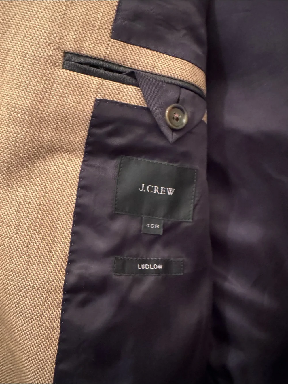 J.Crew Ludlow Men’s Brown Linen Suit 46R W40 L32 + Garment Bag
